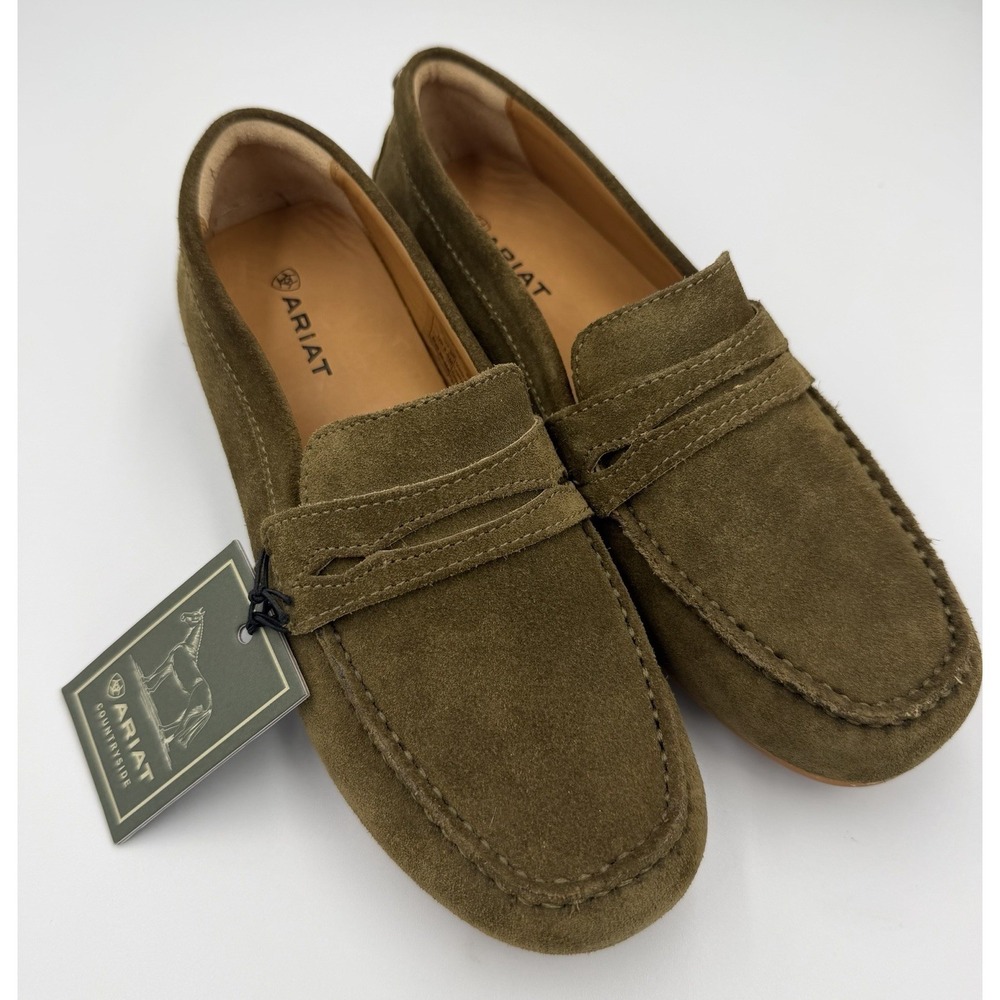 Ariat Selene Driving Moc Loafer Dark Olive Suede Size 6 NEW
